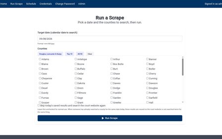 Nebraska Eviction Scraper dashboard