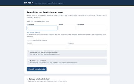 Napier search page