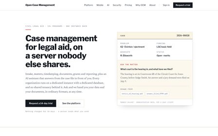 opencasemanagement.com home page